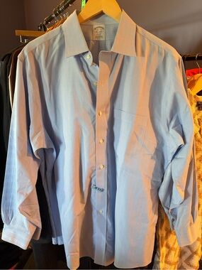 Brooks Brothers Regent Light Blue Dress Plaid Shirt - Classic Button Front